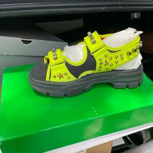 Neon Green Studded Gucci Sandals Size 10